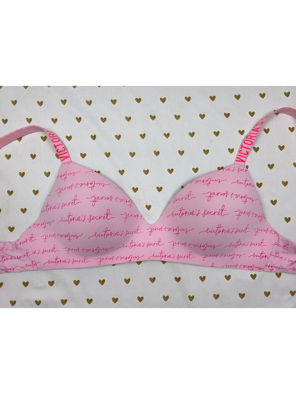 Victorias Secret T Shirt Logo Strap Wireless No Wire Bra 34D